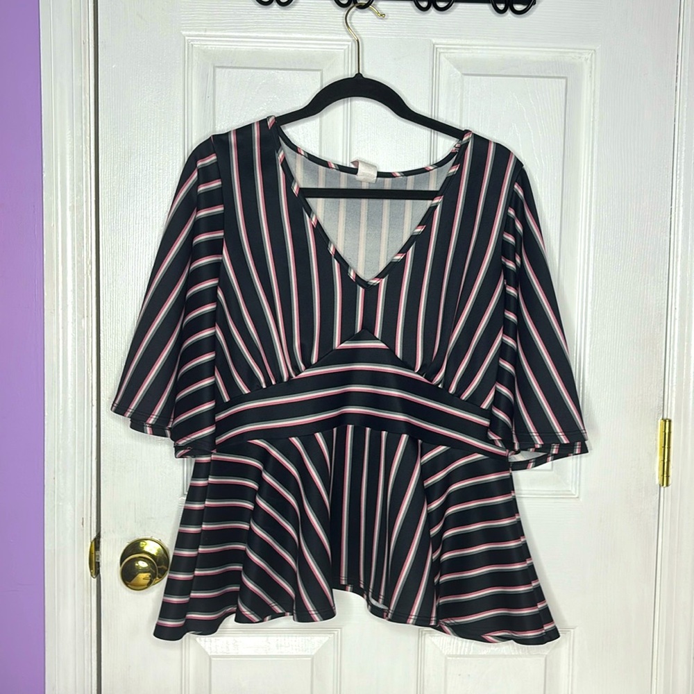 Striped Babydoll Blouse - Picture 5 of 9